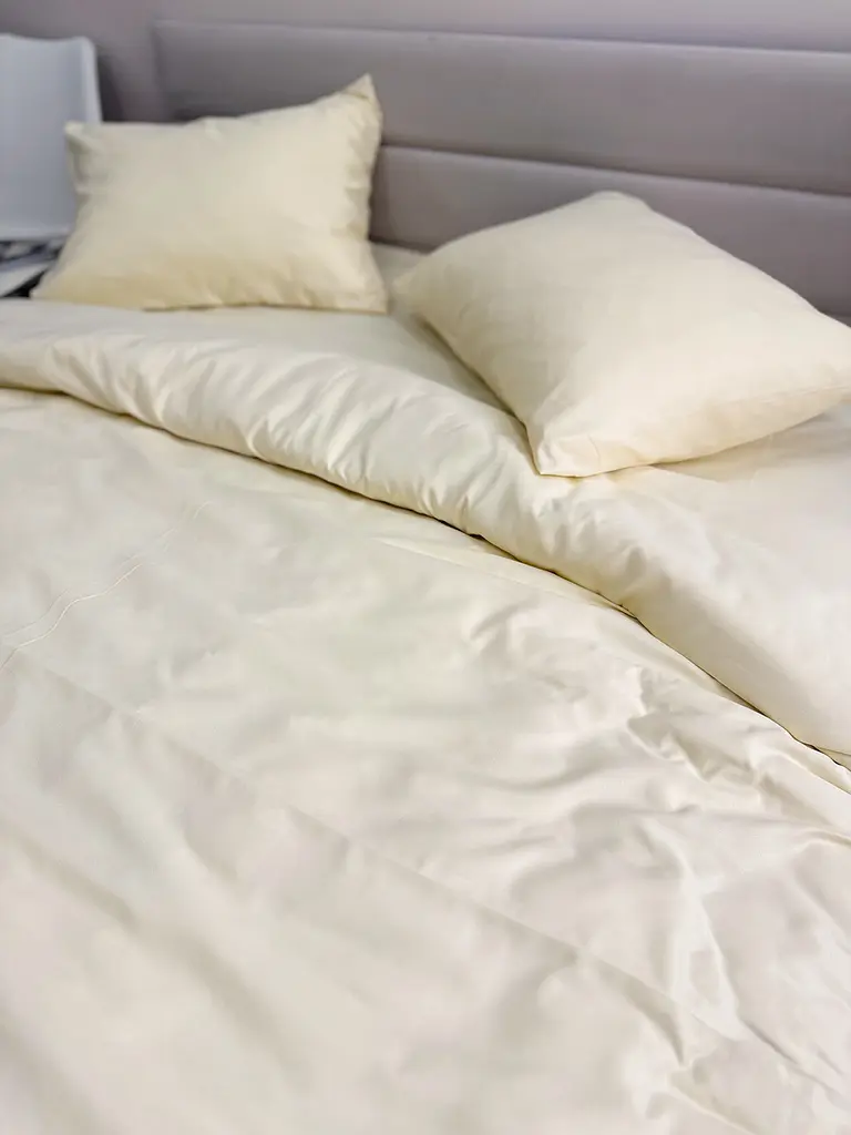 Комплект постільної білизни Ecotton Євро 210х220 см однотонний кремовий Cream Yellow (25189) - фото 4