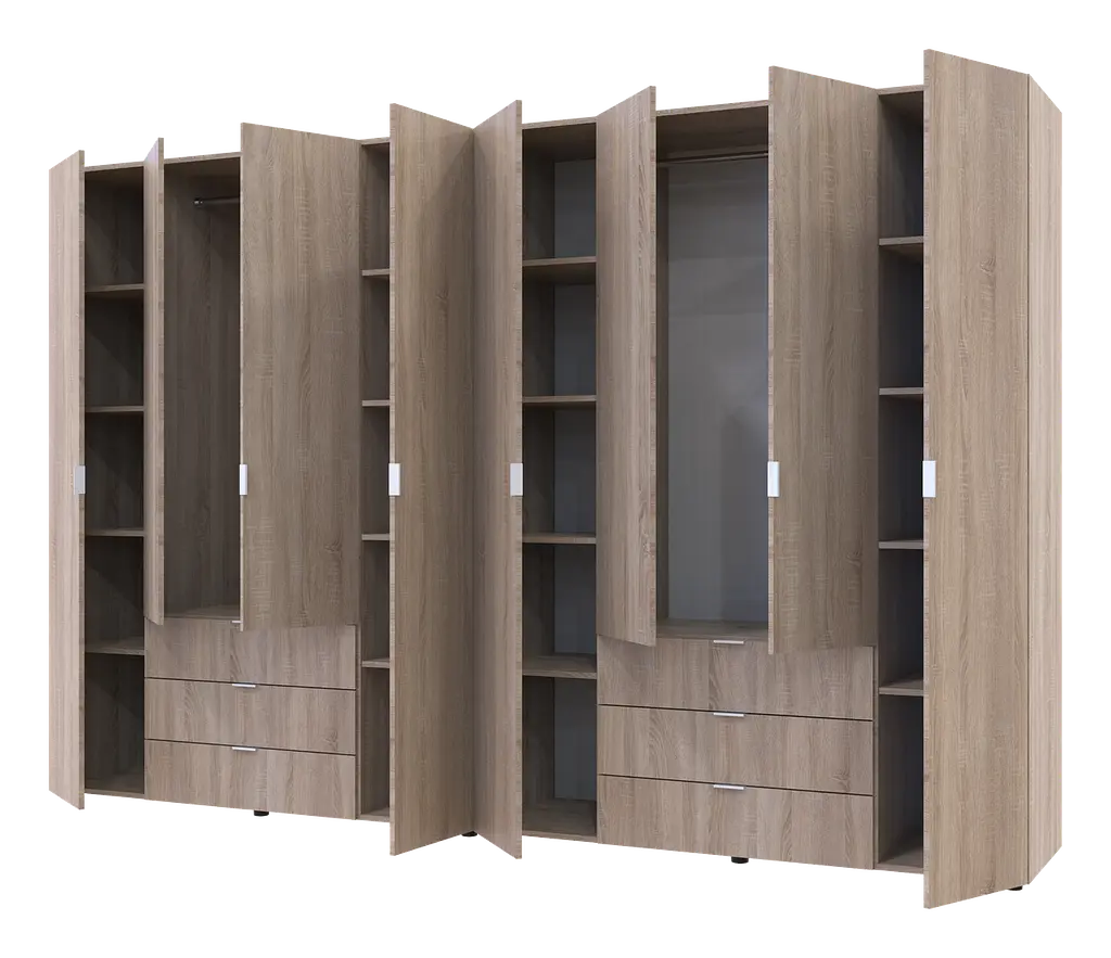 Шафа для одягу Doros Гелар розпашна комплект 4+4 ДСП 310х49,5х203,4 Cонома (42002129) - фото 2