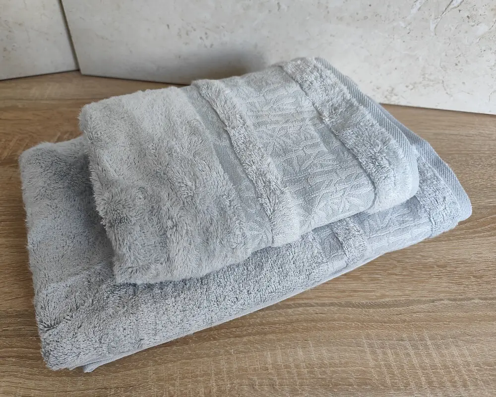Набір турецьких бамбукових махрових рушників Cestepe 50х90+70х140 Bamboo Aymira Silver - фото 5