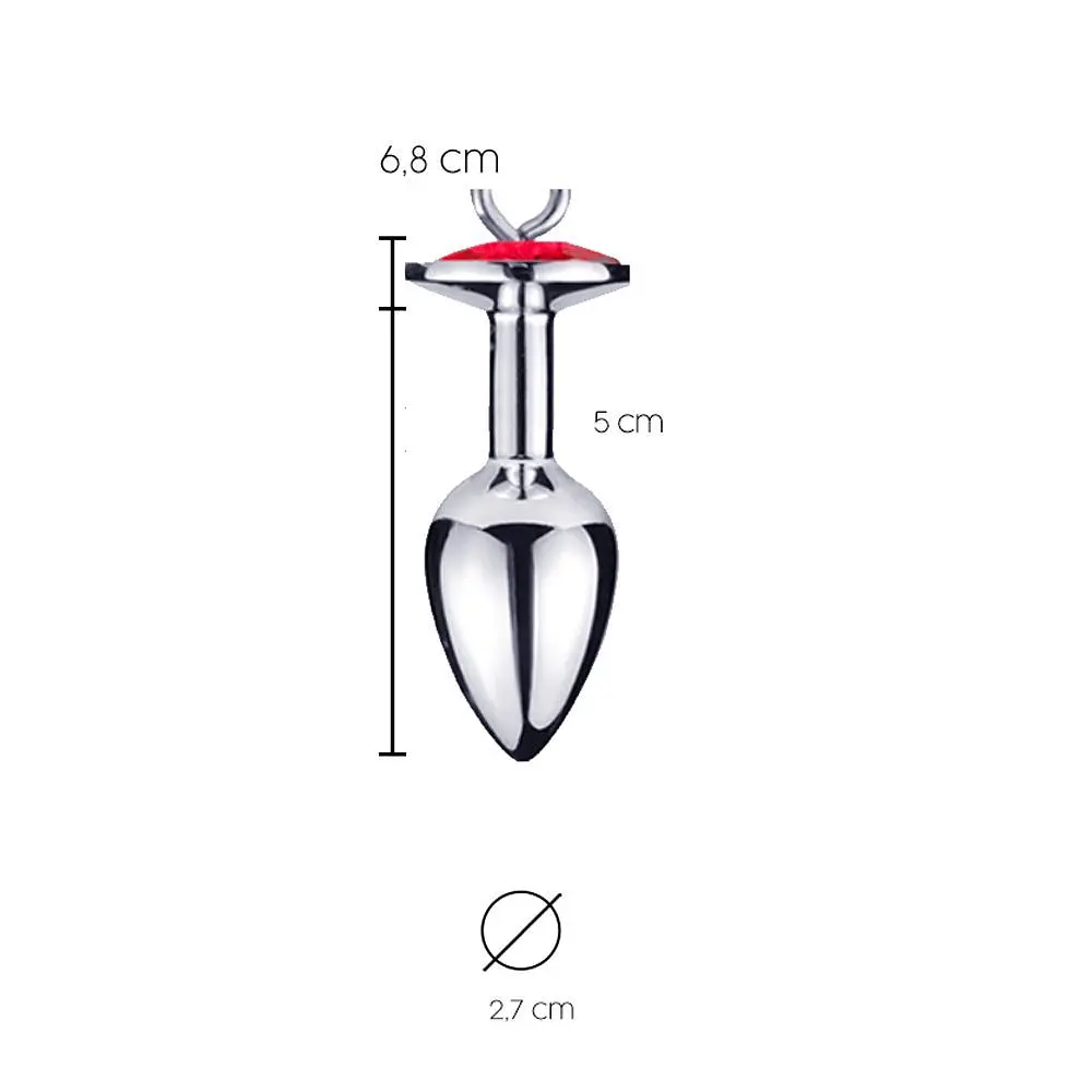 Анальна пробка Clara Morgane Pro My Little Leash Plug Small Red, 6.8 см (червоний) - фото 4