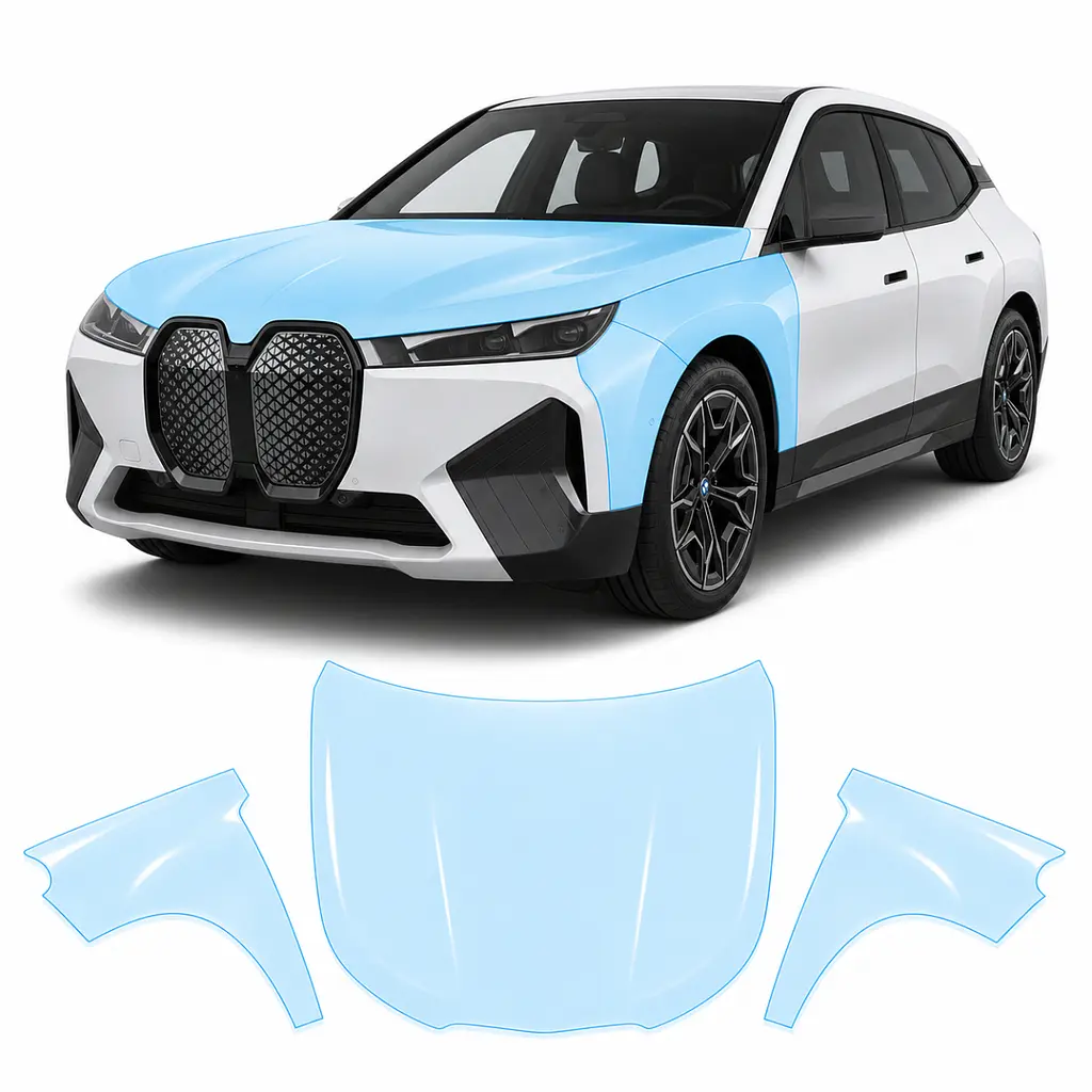 Антигравійна захисна бронеплівка за лекалами для BMW iX I20 2021- капот і передні крила