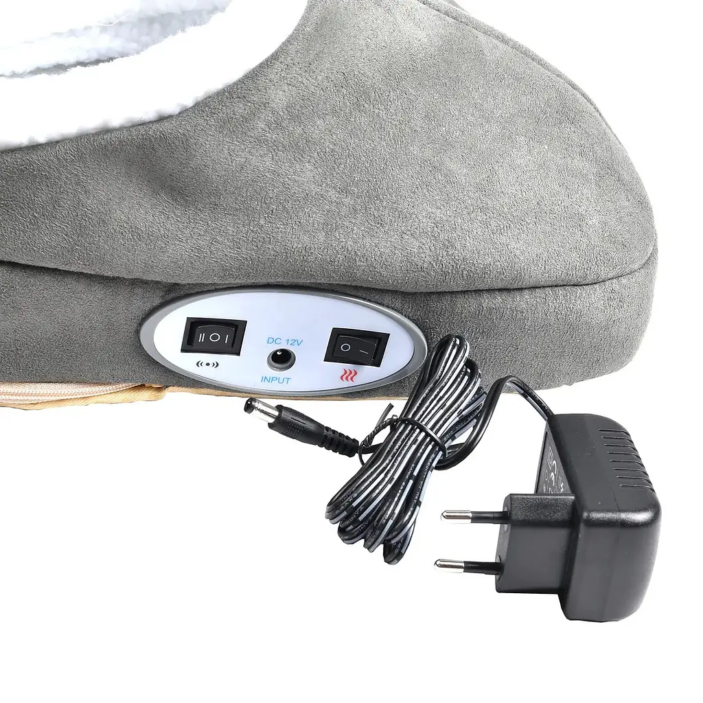Електрогрілка для ніг Foot Warmer, масажні тапочки з підігрівом і вібромасажем 220В, сірі - фото 6