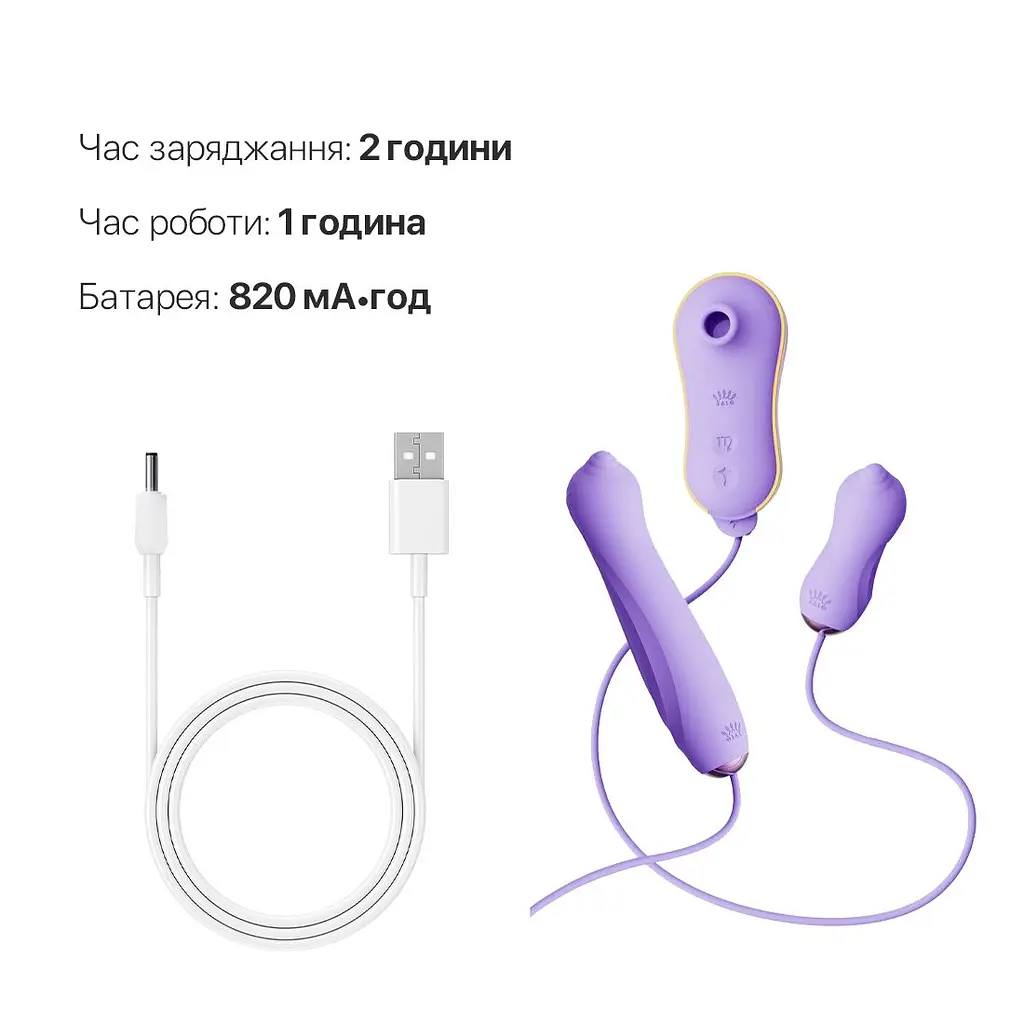 Набір 3в1 Zalo - UNICORN Set Violet, віброяйце, пульсатор, вакуумний стимулятор - фото 6