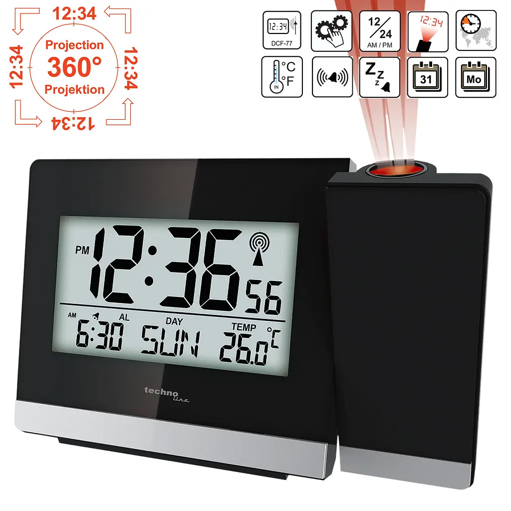 Годинник проекційний Technoline WT536 Black (WT536), Чорний - фото 6