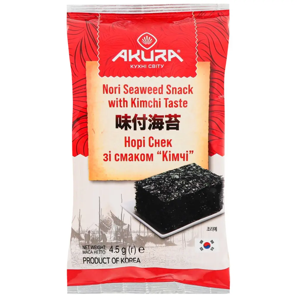 Нори снек Akura со вкусом кимчи 4.5 г - фото 2