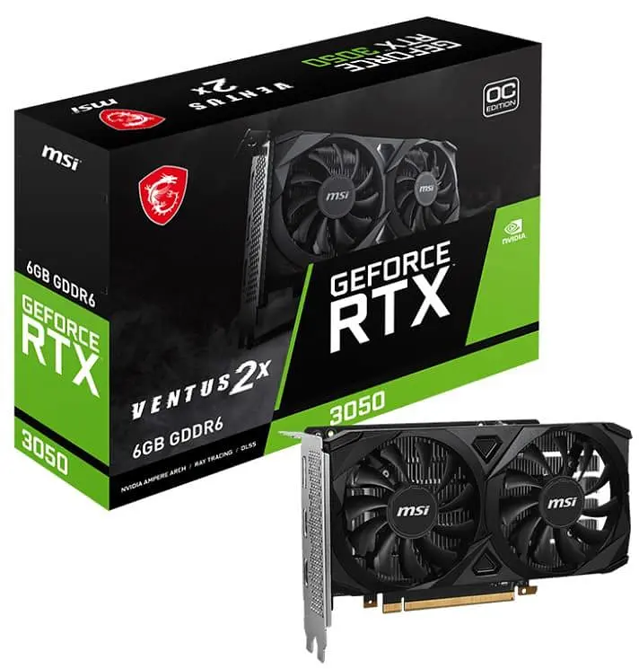 Відеокарта MSI RTX 3050 6G VENTUS 2X OC (RTX 3050 VENTUS 2X 6G OC) (GDDR6, 96 bit, PCI-E v4.0 x8) FR - фото 5