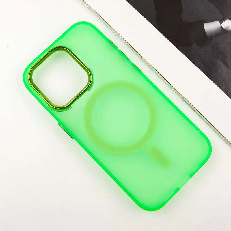 Чохол TPU+PC Lily with MagSafe для Apple iPhone 15 Pro (6.1) Neon Green - фото 3