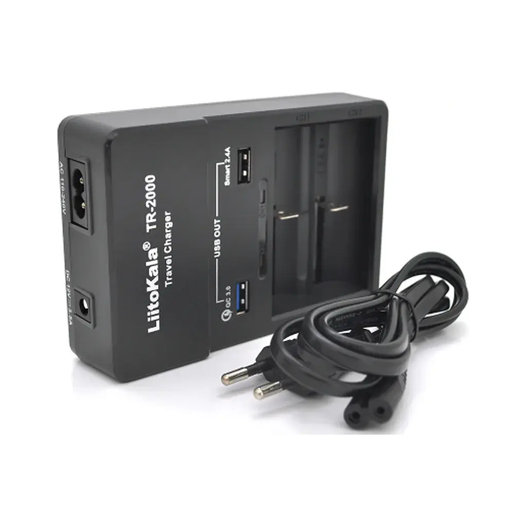 Зарядний пристрій для акумуляторів Liitokala 2 Slots, USB1/QC/3.0, USB2/2.4A, NiMHC(R14)/SC/AA/AAA/17670, Li-ion10440...26650 (Lii-TR2000) - фото 2