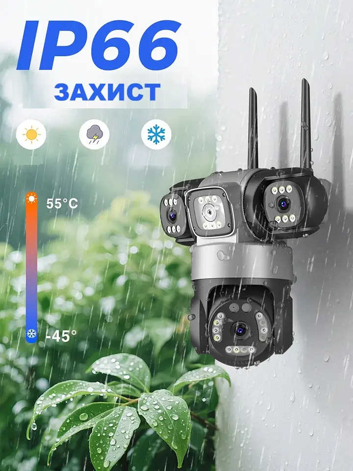 Вулична WiFi камера Besder K4QQ IcSee  15Мп  чорна 3 незалежних об'єктиви поворотні - фото 6