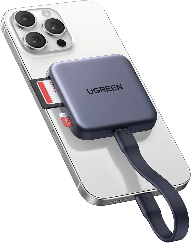 Магнітний USB-C кардрідер Ugreen SD/TF UHS-II 312MB/s PD 100W, алюміній