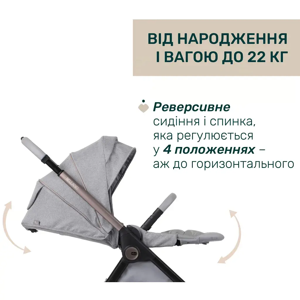 Коляска Chicco 2 в 1 Bellagio 2 світло-сіра (2900990903252) (87183.40.01) - фото 9
