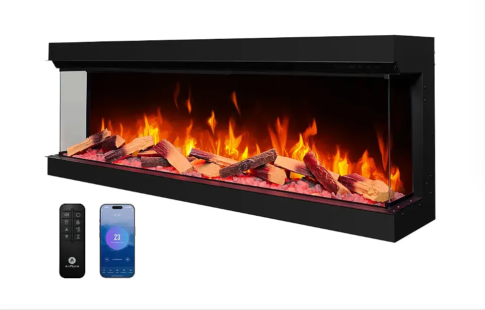 Тристоронній електрокамін ArtiFlame AF60TS — 150 см, 3D-ефект полум’я, LED-підсвічування та обігрів - фото 10