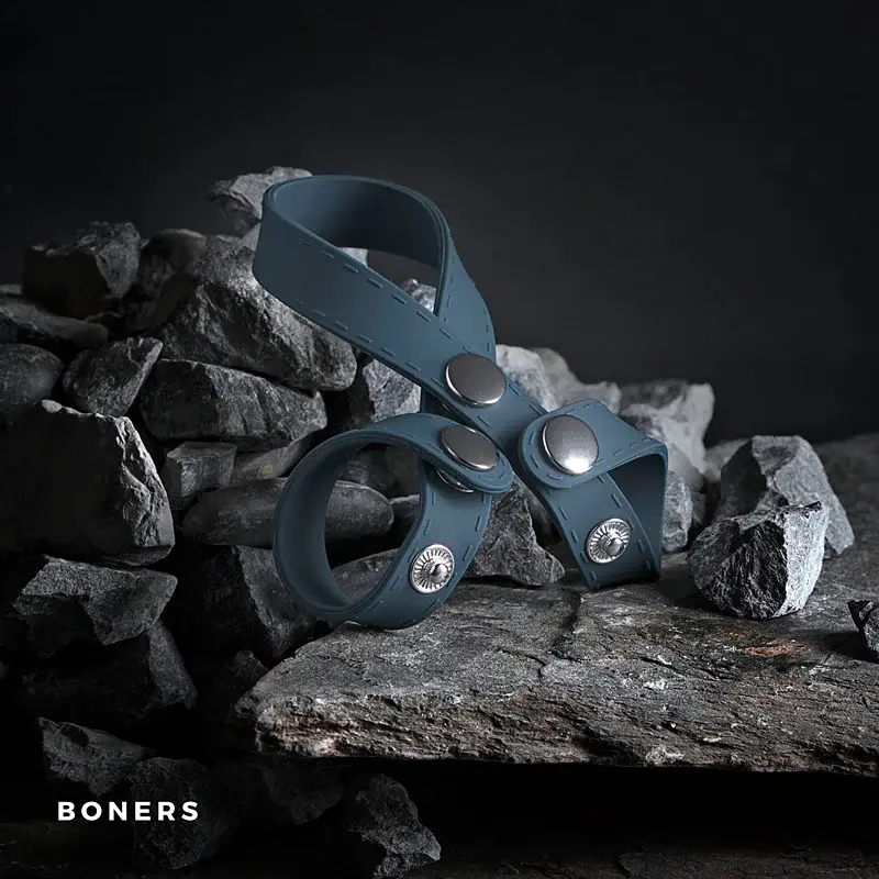 Ерекційне кільце з поділом яєчок Boners 8-Style Ball Splitter, 45.5 см (сірий) - фото 4