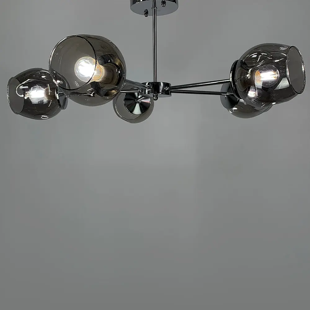 Современная потолочная люстра в хроме на 5 плафонов Line.F 91069/5 CR - фото 2