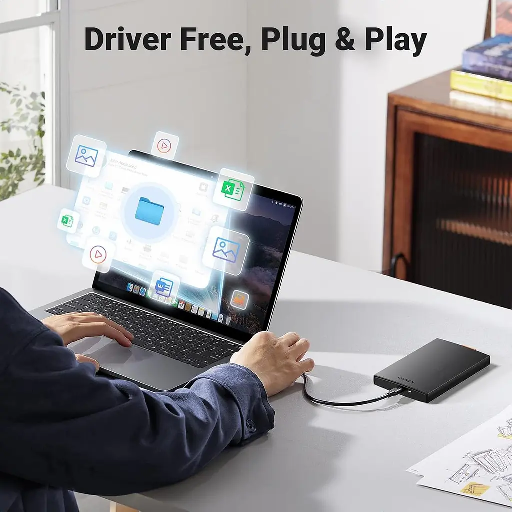 Зовнішній корпус для жорсткого диска UGREEN 2,5 дюйма, USB C 3.1 6 Гбіт/с, підтримка UASP, сумісність із 2,5-дюймовими SATA SSD - фото 6