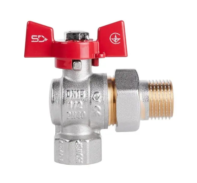 Кран кульовий Thermo Alliance "Американка" Standart 1/2" ВЗ кутовий, латунь, PN40, метелик SD222NW15PN40 - фото 2