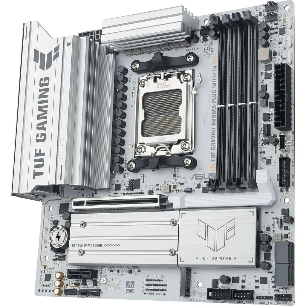Материнська плата ASUS TUF GAMING B850M-PLUS WIFI7 WHITE (TUF GAMING B850M-PLUS WIFI7 W) (Socket AM5, AMD B850, Micro-ATX) - фото 2