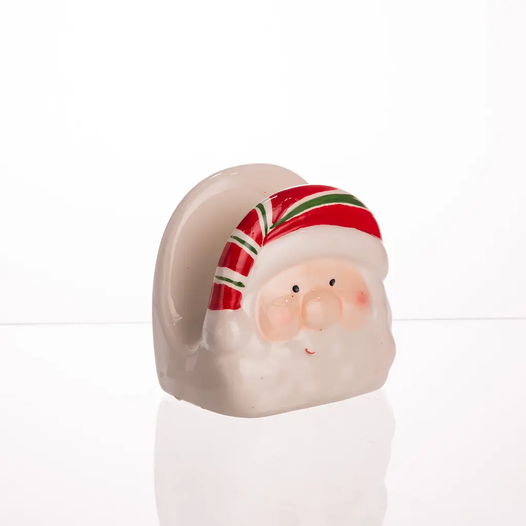 Салфетница Yiwu на стол новогодняя кухонная Santa Ø15 см фарфоровая CR-1-37 - фото 3
