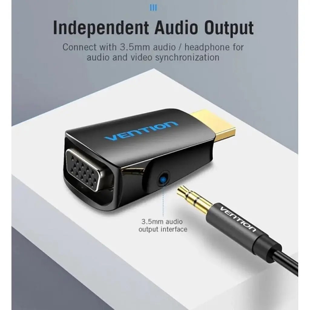 Перехідник HDMI to VGA/3.5mm Black (AIDB0) [170492] - фото 3