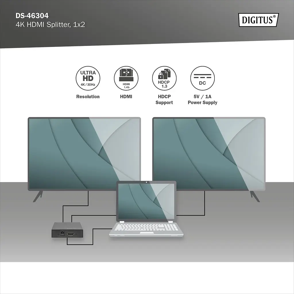 Подовжувач Digitus 4K HDMI Splitter, 2-port - фото 4