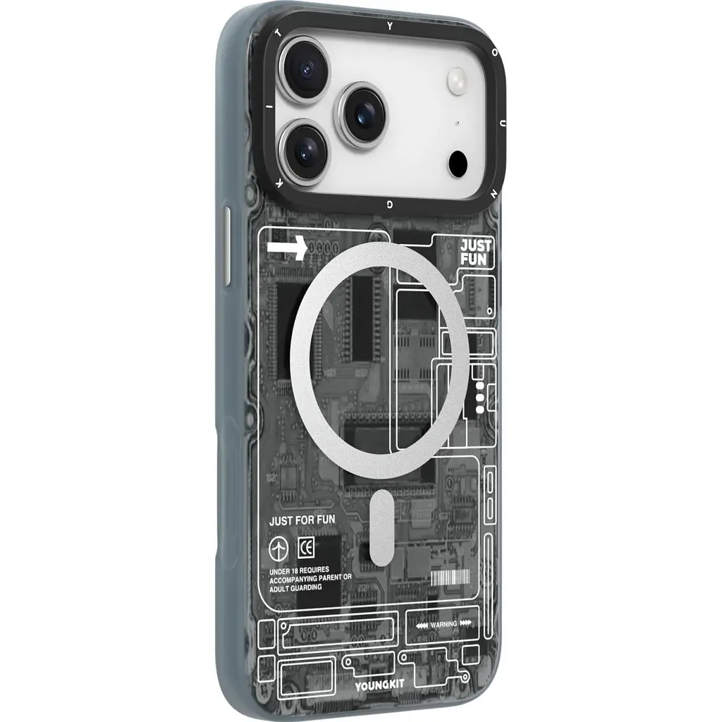 Чохол YoungKit Futuristic Circuit Board with Magnetic Ring для Apple iPhone 17 Pro Max Black [168262] - фото 3
