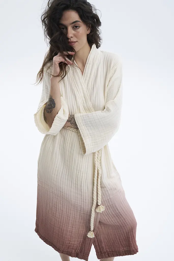 Халат Lotus Home - Nitra muslin beige S/M - фото 3