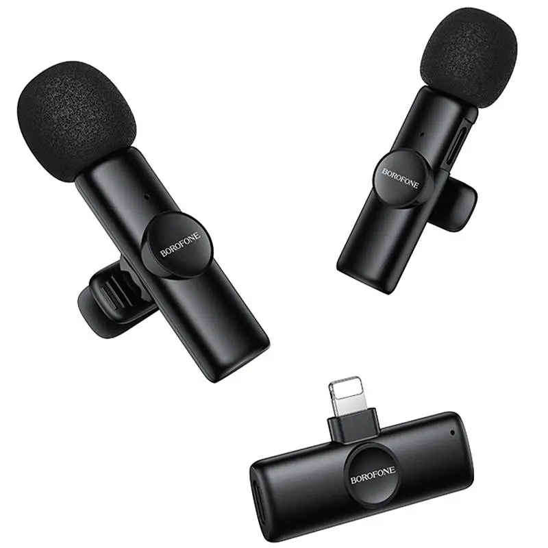 Петличний бездротовий мікрофон Borofone BFK16A Winner dual-mic Type-C Black - фото 4