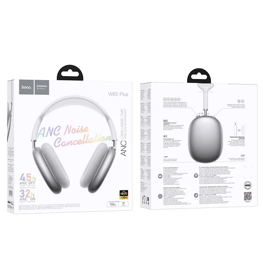 Навушники Bluetooth Hoco W65 Happy BT headphones Silver - фото 2