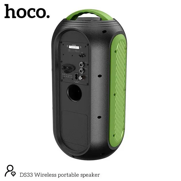 Портативная Вluetooth колонка Hoco DS33 Акустика-караоке с микрофоном и пультом 30Вт 4500 мАч Черный/Зеленый - фото 4