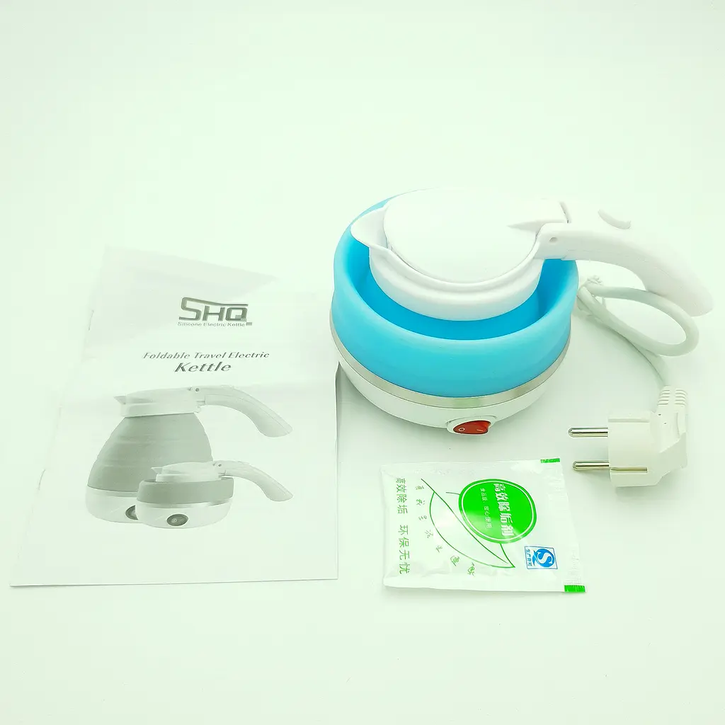 Дорожній чайник силіконовий складаний дисковий 0.75л 700Вт 220В Foldable Travel Kettle блакитний - фото 3