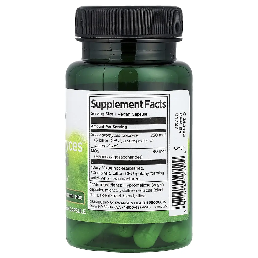 Пробиотик Swanson Sacharomyces Boulardii with Prebiotic MOS 30 веганских капсул - фото 2