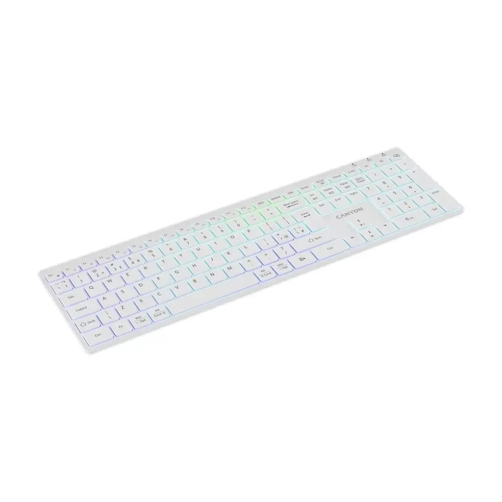 Клавіатура Canyon HKB-W11 Slim Dual Mode Wireless/Bluetooth RGB UA White (CNS-HBTK11W) - фото 4