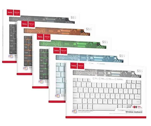 Клавиатура беспроводная HOCO S55 Transparent Discovery edition wireless BT keyboard Space White - фото 4