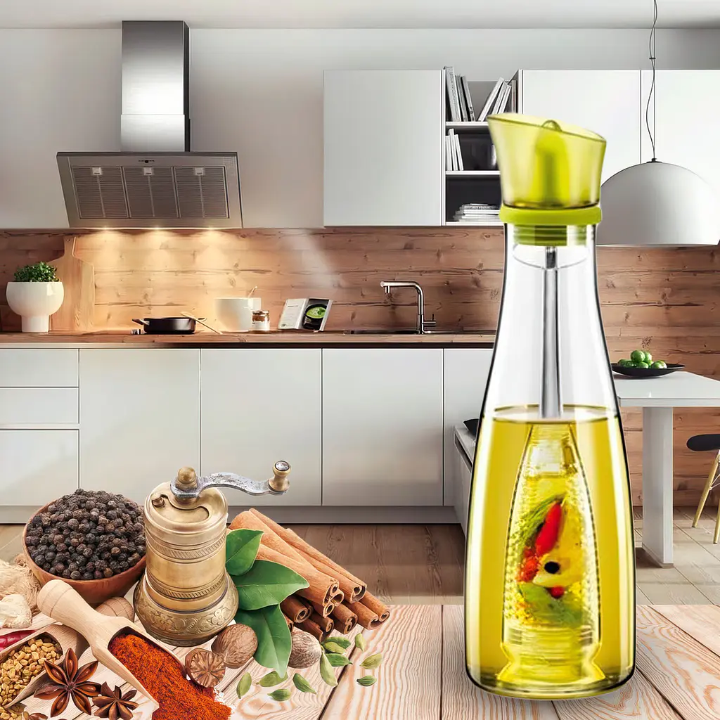 Диспенсер дозатор для олії оцту соусу скляна пляшка 500 мл, Kitchen Master 85310 - фото 3