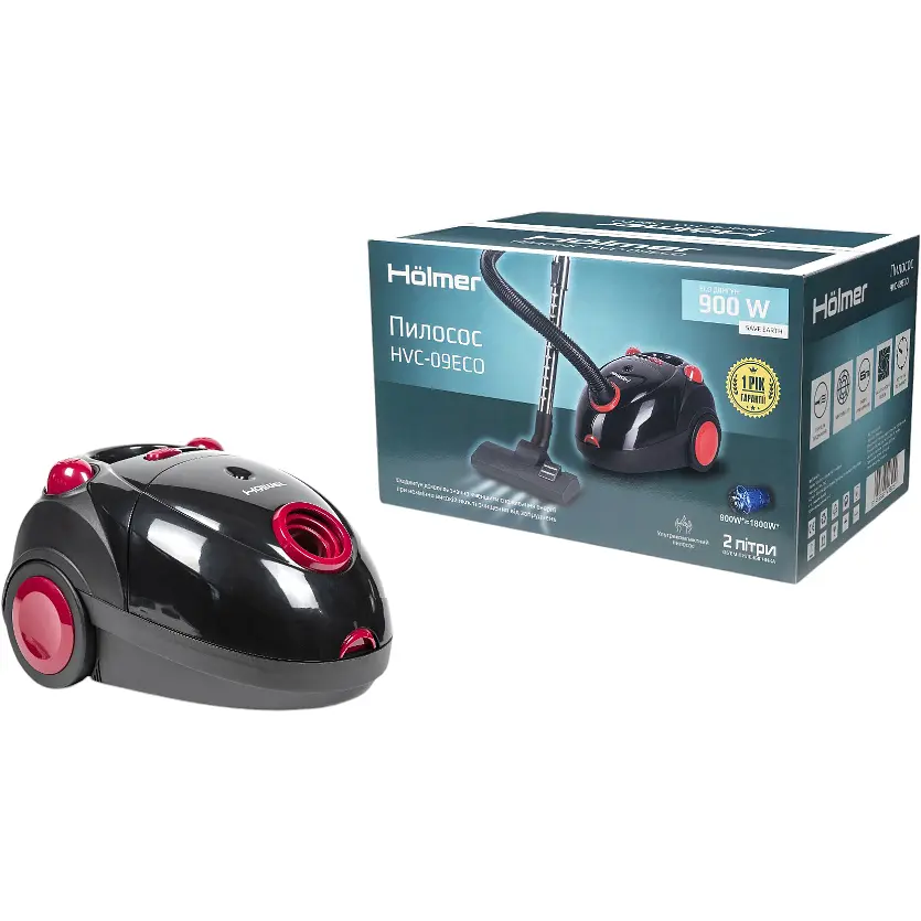 Пылесос Holmer HVC-09ECO черно-красный (HVC-09ECO с мешком) - фото 14