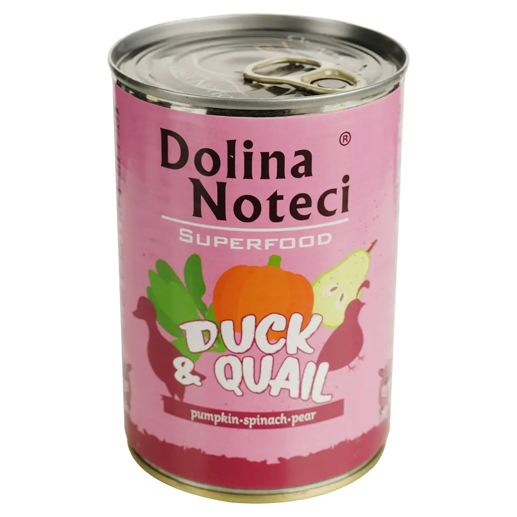 Влажный корм для собак Dolina Noteci Superfood с мясом утки и перепелки 400 г - фото 2