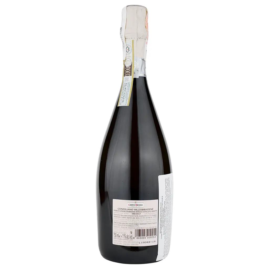 Игристое вино Carpene Malvolti Prosecco Superiore Coneglano Valdobbiadene Brut DOCG, белое, брют, 0,75 л - фото 2