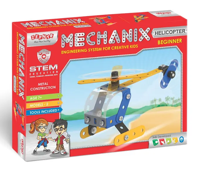 Конструктор Zephyr Mechanic Helicopter металлический развивающий 2 модели  - фото 3