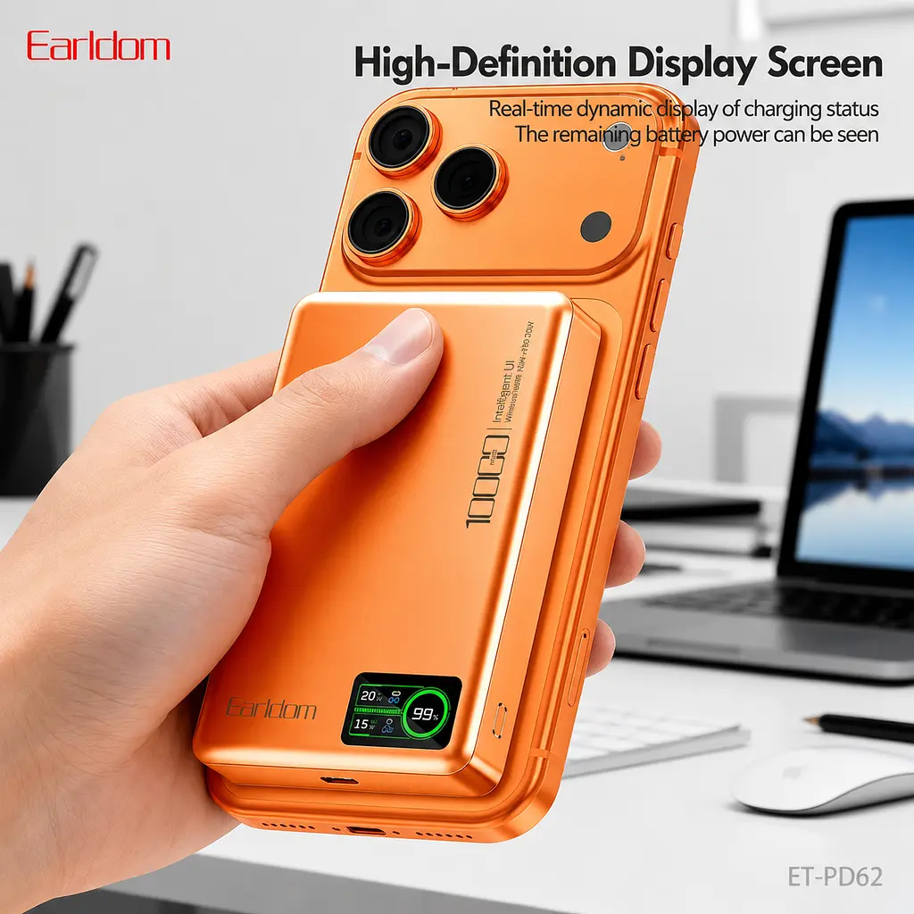 Power Bank 10000 mAh Earldom ET-PD62 MagSafe 20W PD Cosmic Orange - фото 3