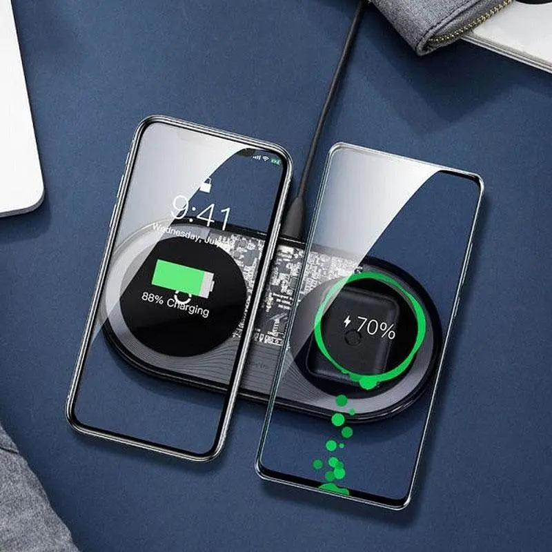Бездротовий зарядний пристрій Baseus Simple 2 in 1 (Phone + Pods) 18W WXJK-01 Black - фото 4