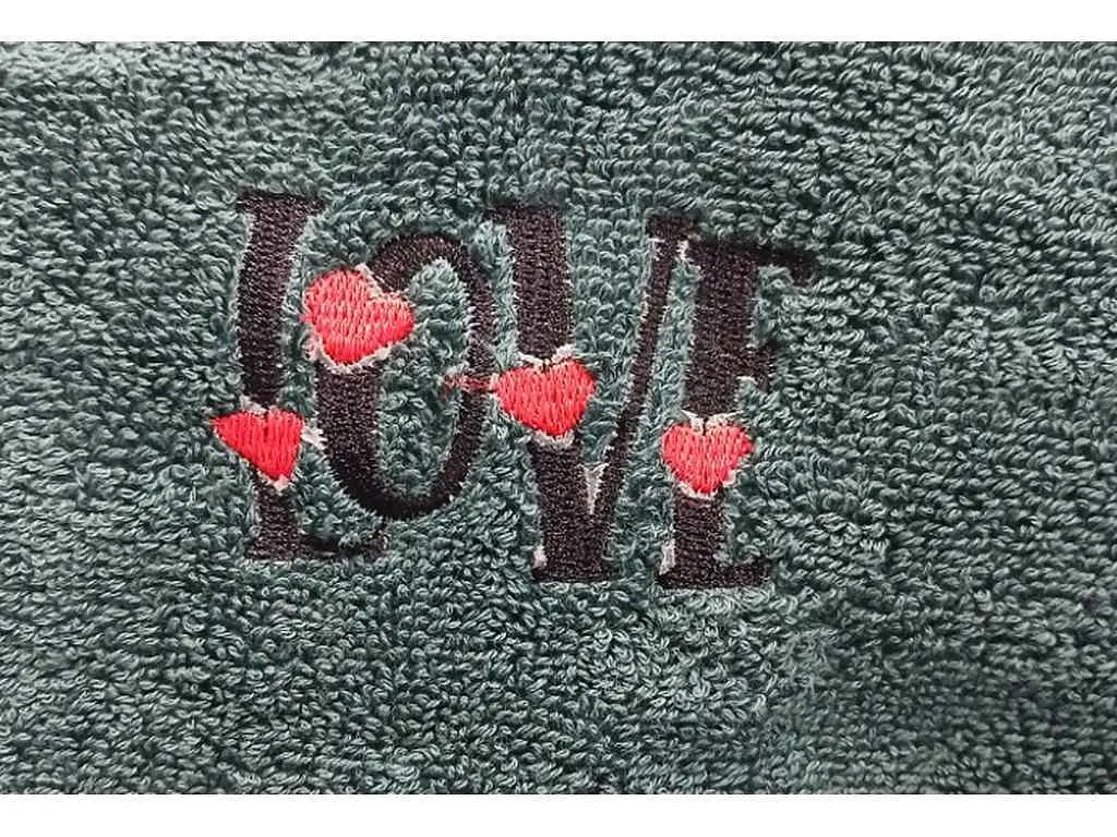 Рушник DAISY 50*90 зелений махровий ЖАККАРД 25-038 / бордюр білий Love
