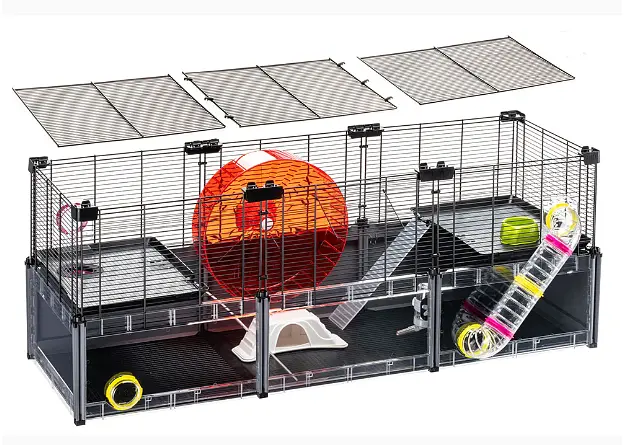 Модульна клітка для хом'яків та мишей Ferplast Multipla Hamster Lagre з аксесуарами чорна 107.5x37.5x42 см 57007417 - фото 6