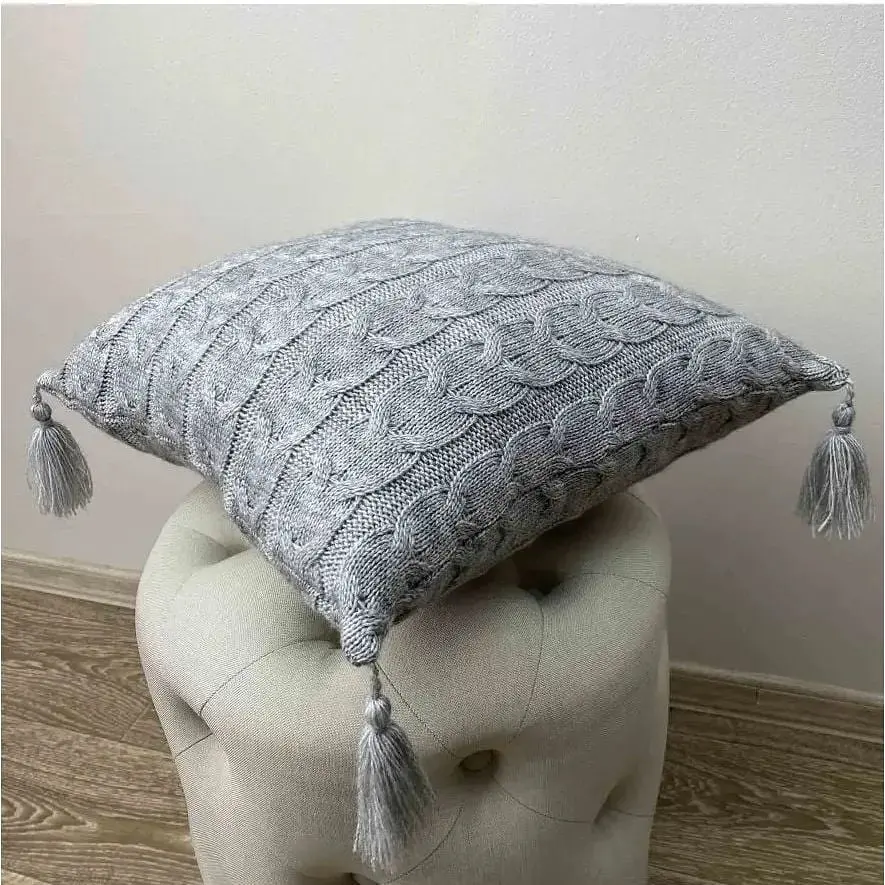 Наволочка в'язана Прованс Глорія 45x45 см сіра (22015) - фото 2