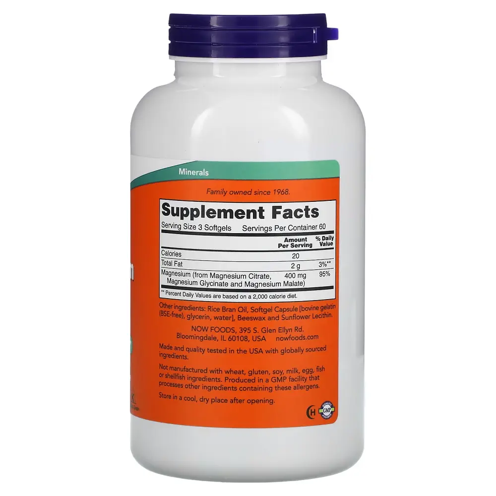 Вітаміни та мінерали NOW Magnesium Citrate, 180 капсул - фото 2