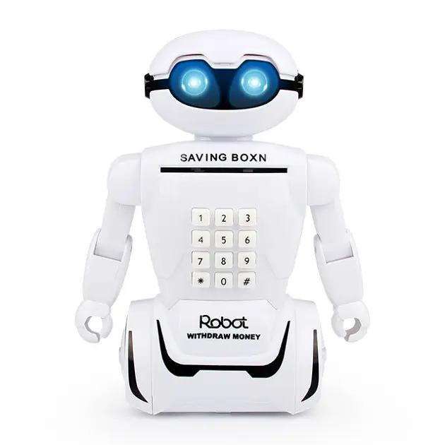 Робот сейф з кодовим замком та настільна лампа 10 мелодій Robot Piggy Bank білий - фото 5