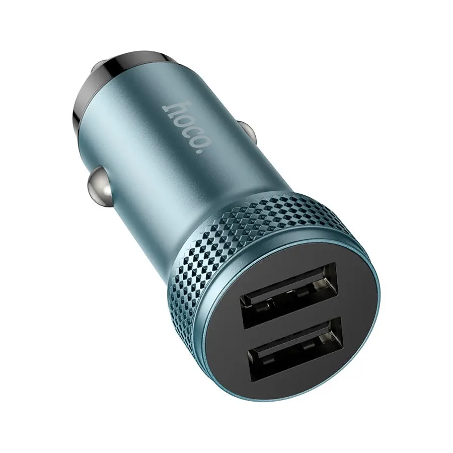 Автомобільний зарядний пристрій HOCO Z49 Level dual port car charger металево-сірий - фото 2