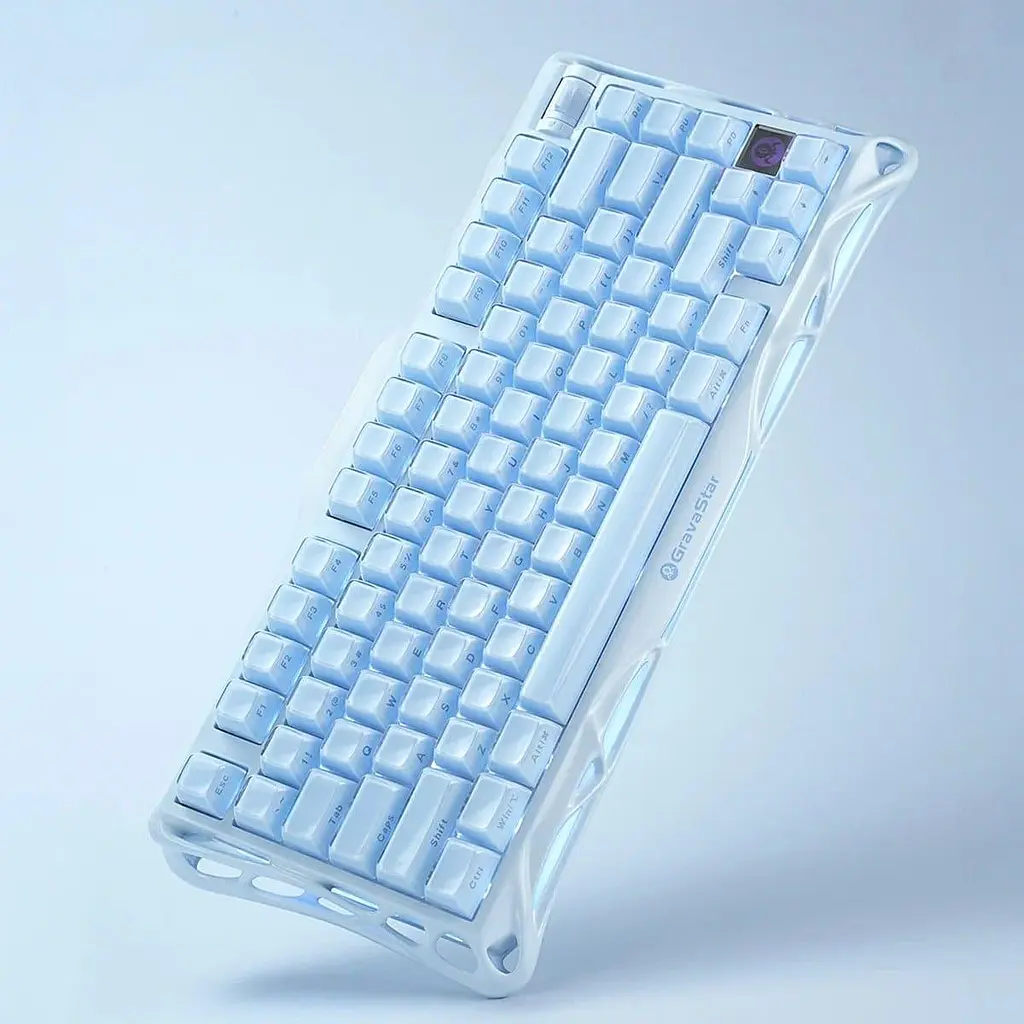 Клавіатура GravaStar Mercury K1 80 keys Kailh Cherry Pink EN BT/WL/USB Ice Blue (GSK1_BLU) - фото 9
