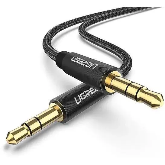 Аудіо кабель для підключення гарнітури Ugreen AV112 3.5 мм Male Cable золотистий Plated Metal Case with Braid 50363