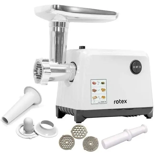 Електрична м'ясорубка Rotex RMG200-W 3 решітки 1500 Вт Біла - фото 2