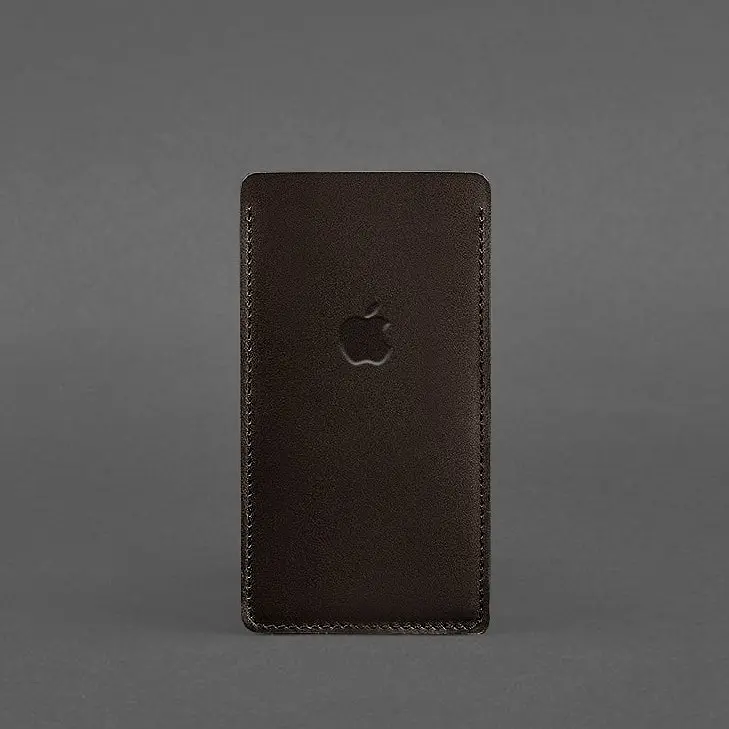 Кожаный чехол для iPhone 12 Темно-коричневый Краст - фото 4